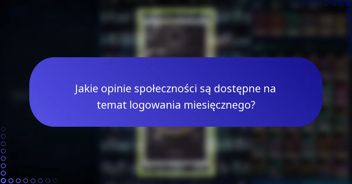 Jakie opinie społeczności są dostępne na temat logowania miesięcznego?